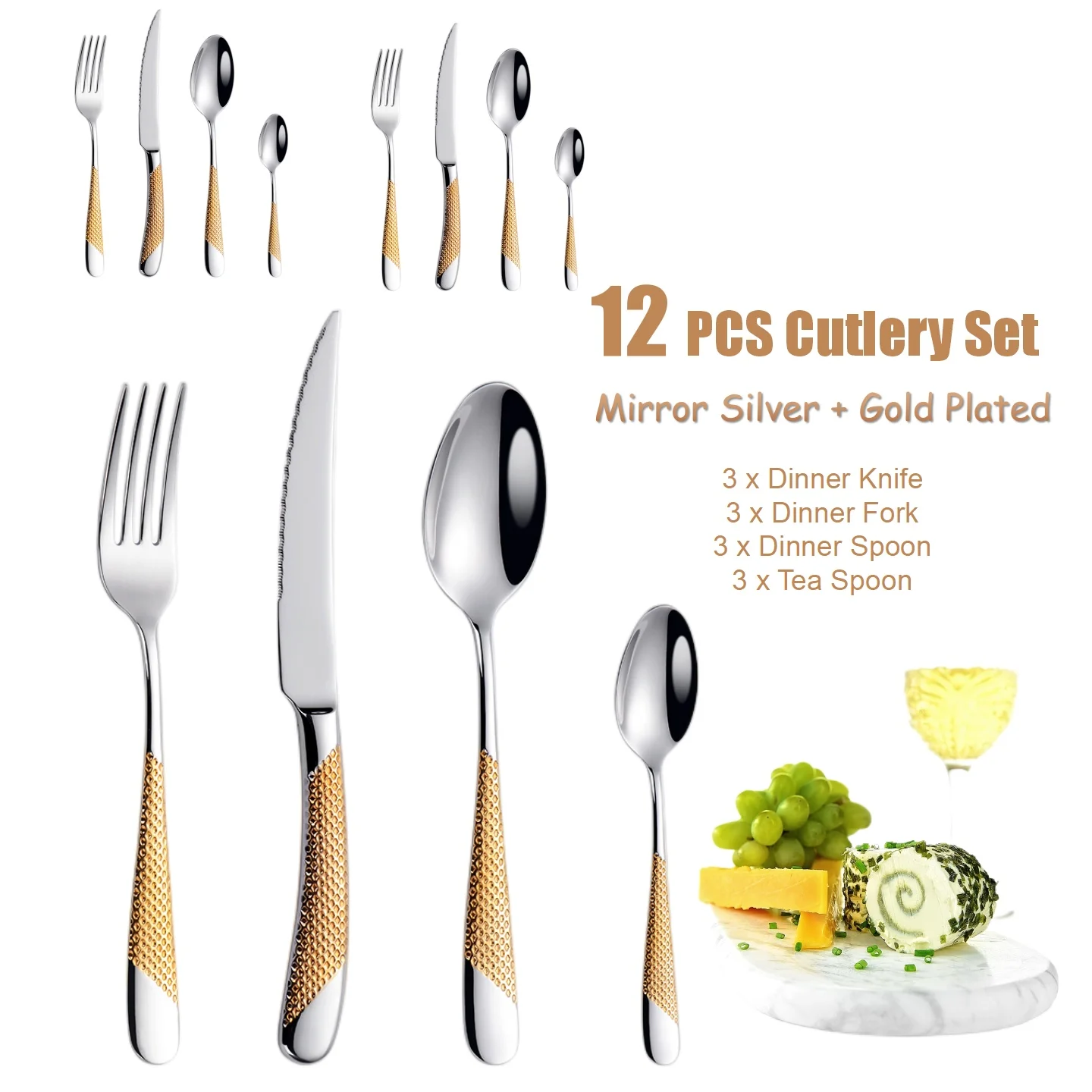 12PCS- Gold Plated