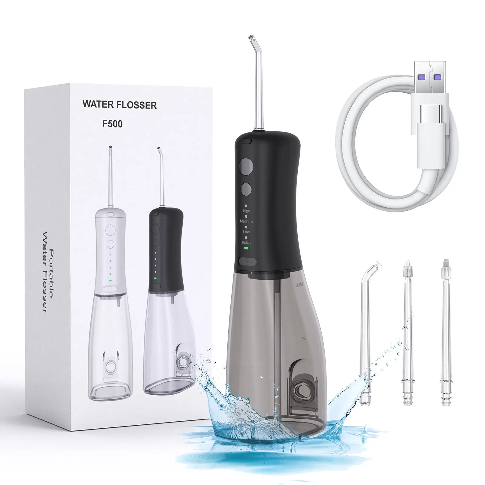 Description Picture 2 of itemPortable Dental Oral Irrigator Water Flosser Thread Teeth Pick Mouth Washing Machine 4 Nozzels 4 Modes Rechargeable 350ml Tank