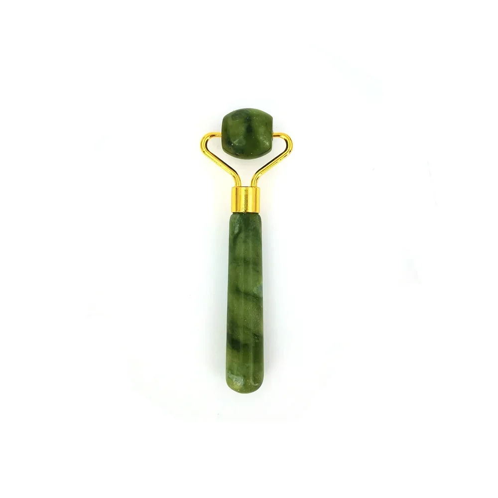 Natural Jade Roller Massager for Face and Body - Anti-Wrinkle Facial Lifting Tool with Double-End Gua Sha Stone
