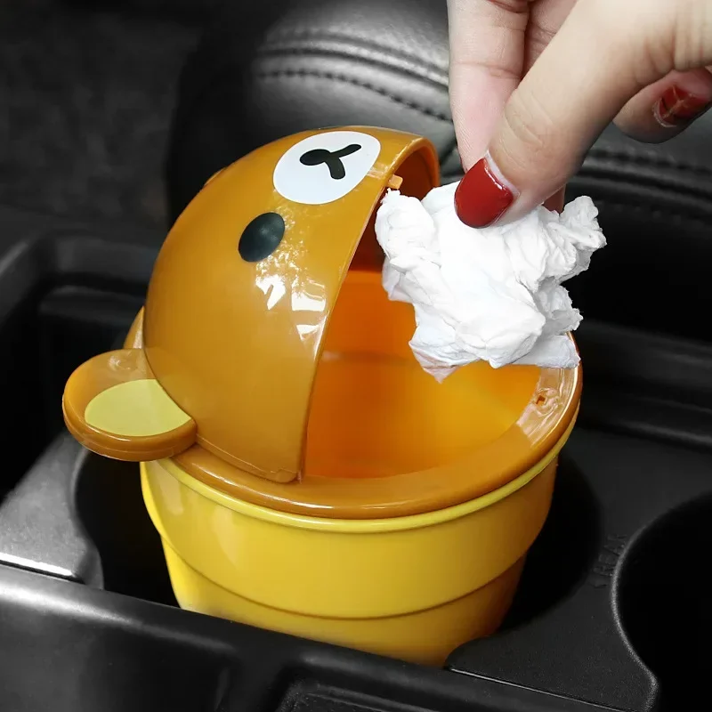 Car Trash Can Cute Storage Cup For Car Cartoon Trash Cup Bear Can Storage And Sorting In The Automotive Goods car trash can