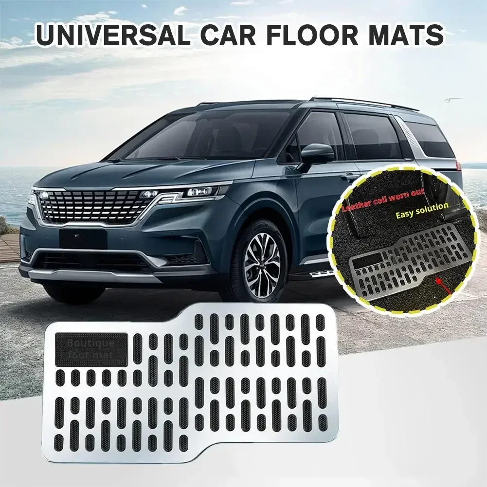 Car Foot Mat Driver Truck Floor Mat Wear-Resistant Stainless Metal Brake Plate Anti-Slip Pedal For Women Automotive Road Trip