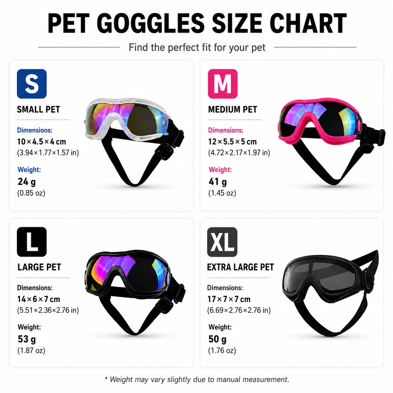 UV Protective Dog Goggles with Dual Strap & Individual Packaging - Ideal Outdoor Travel Photo Props