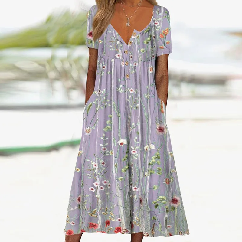 Printed Straight Midi Dresses
