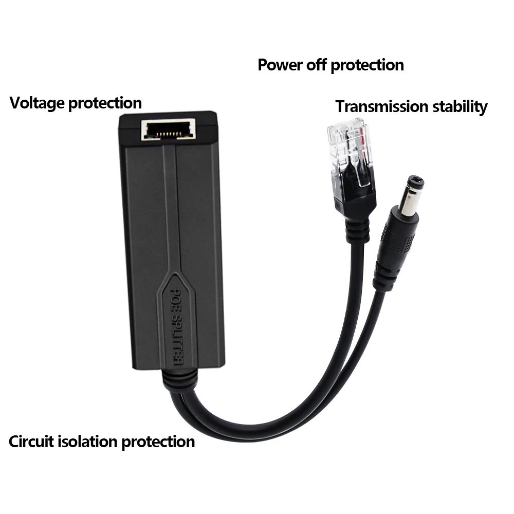 POE 분배기 24V/48V 12V/5V IEEE 802.3af 이더넷 분배기 어댑터 보안 시스템을 통한 출력 전원(플러그 앤 플레이)