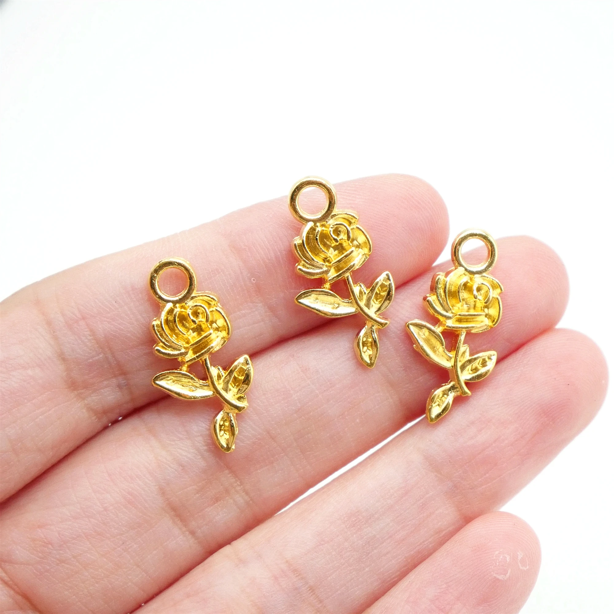 Romantic 30 pcs Small Rose Charms Fit DIY Jewelry Making Handmade Craft  Pendants Accessories Necklace