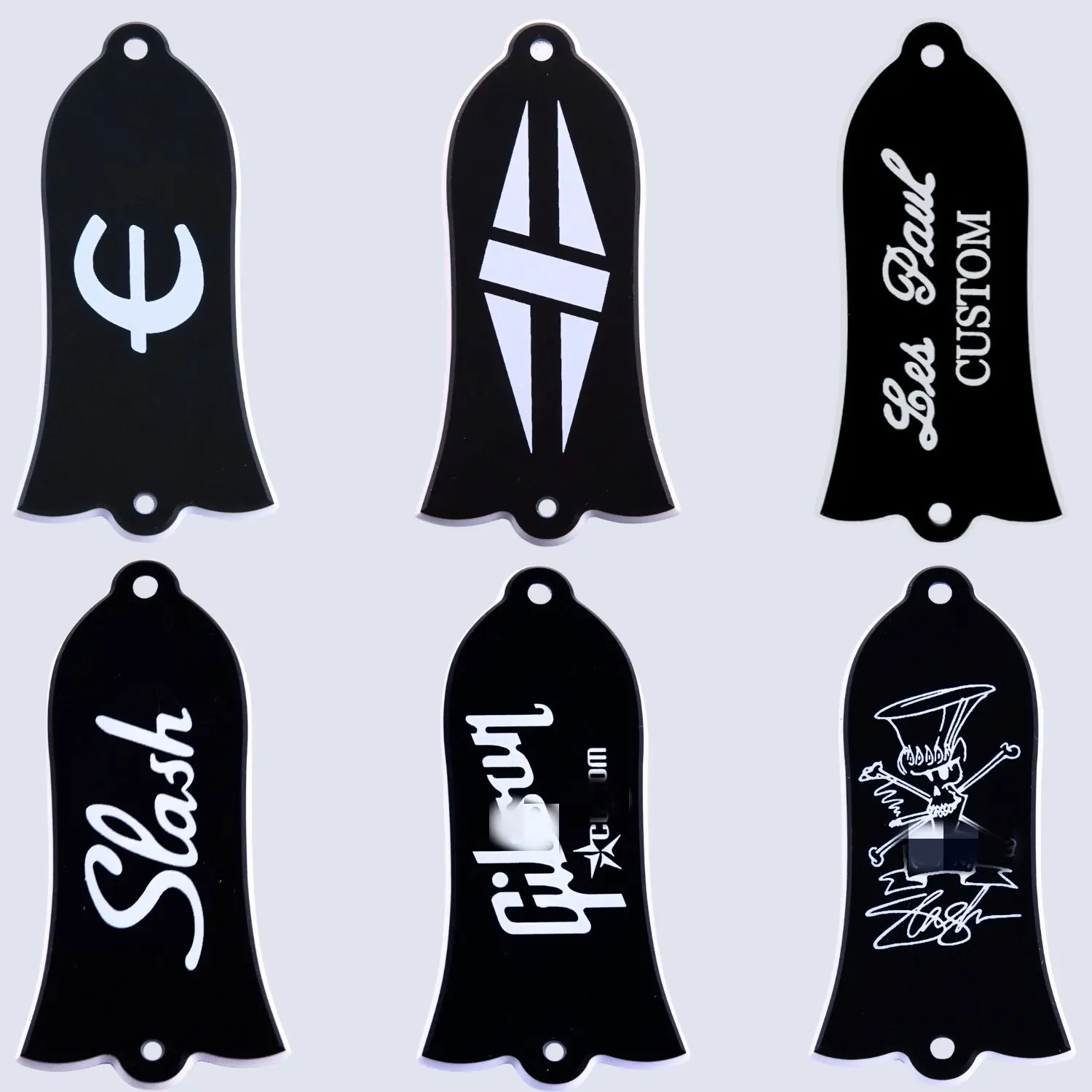 Black Bell Shape Truss Rod Cover Plate, 2-Ply, 2-Hole Design
