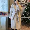 Winter Women High Quality Faux Rabbit Fur Coat Luxury Long Fur Coat Loose Lapel OverCoat Thick Warm Plus Size Female Plush Coats 2