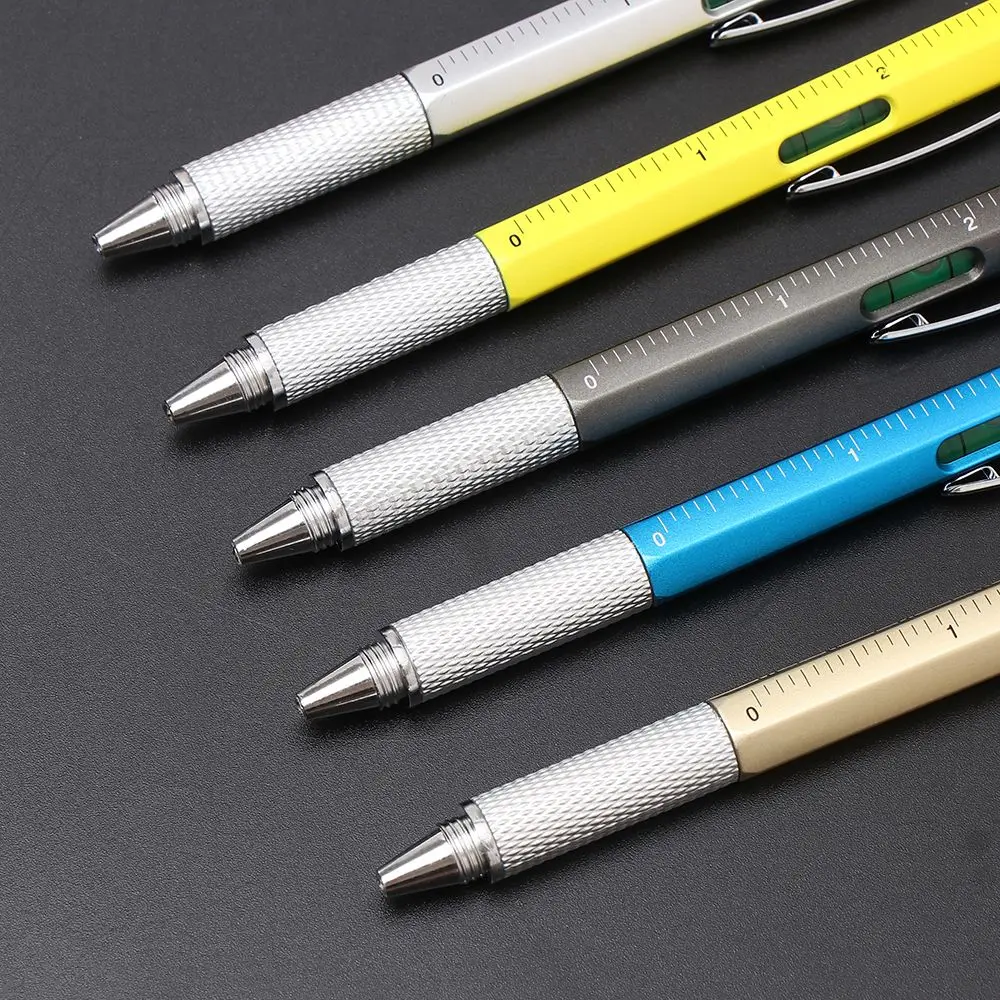 Multi-functional Capacitive Pen with Screwdriver Spirit Level Ballpoint Pen Mobile Phone Screen Touch Gadgets Construction Tools
