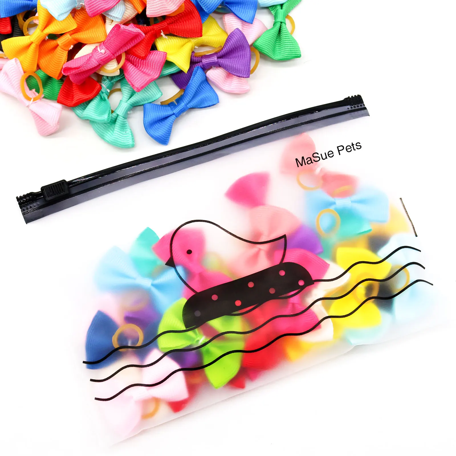 

Masue Pets 100PCS Dog Cat Hair Bows Colorful Rubber Bands Colored Top Elastic for Dog Grooming Bows Accessories Pet Products