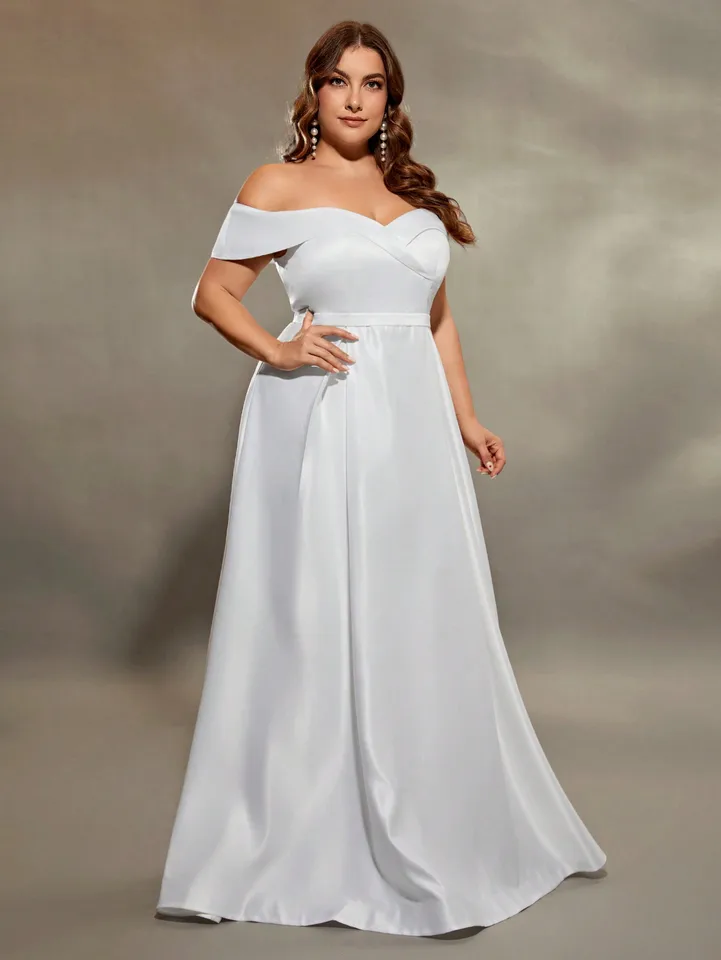 Lace Slimming Dresses For Wedding Ball Gown Plus Size Royal Blue And White  Wedding Dress Mgiacy Plus Size Line Neck Irregular