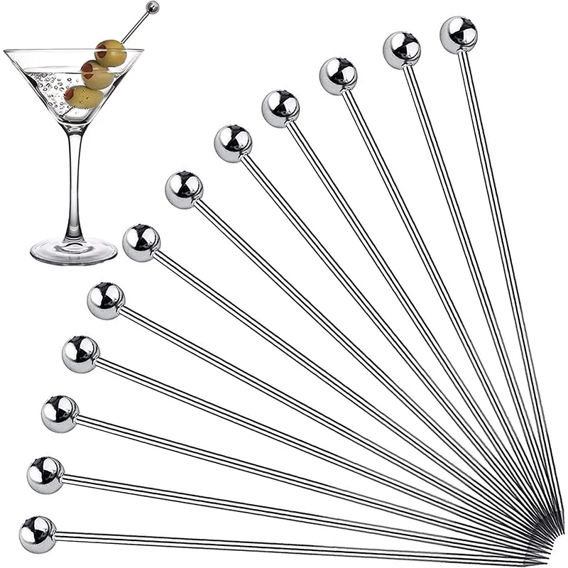 10 Plettri Da Cocktail In Acciaio Inox 304 Con Testa Di Pecora – Stuzzicadenti Riutilizzabili Per Olive E Frutta – Ideali Per Martini E Aperitivi – Colore Oro - 4