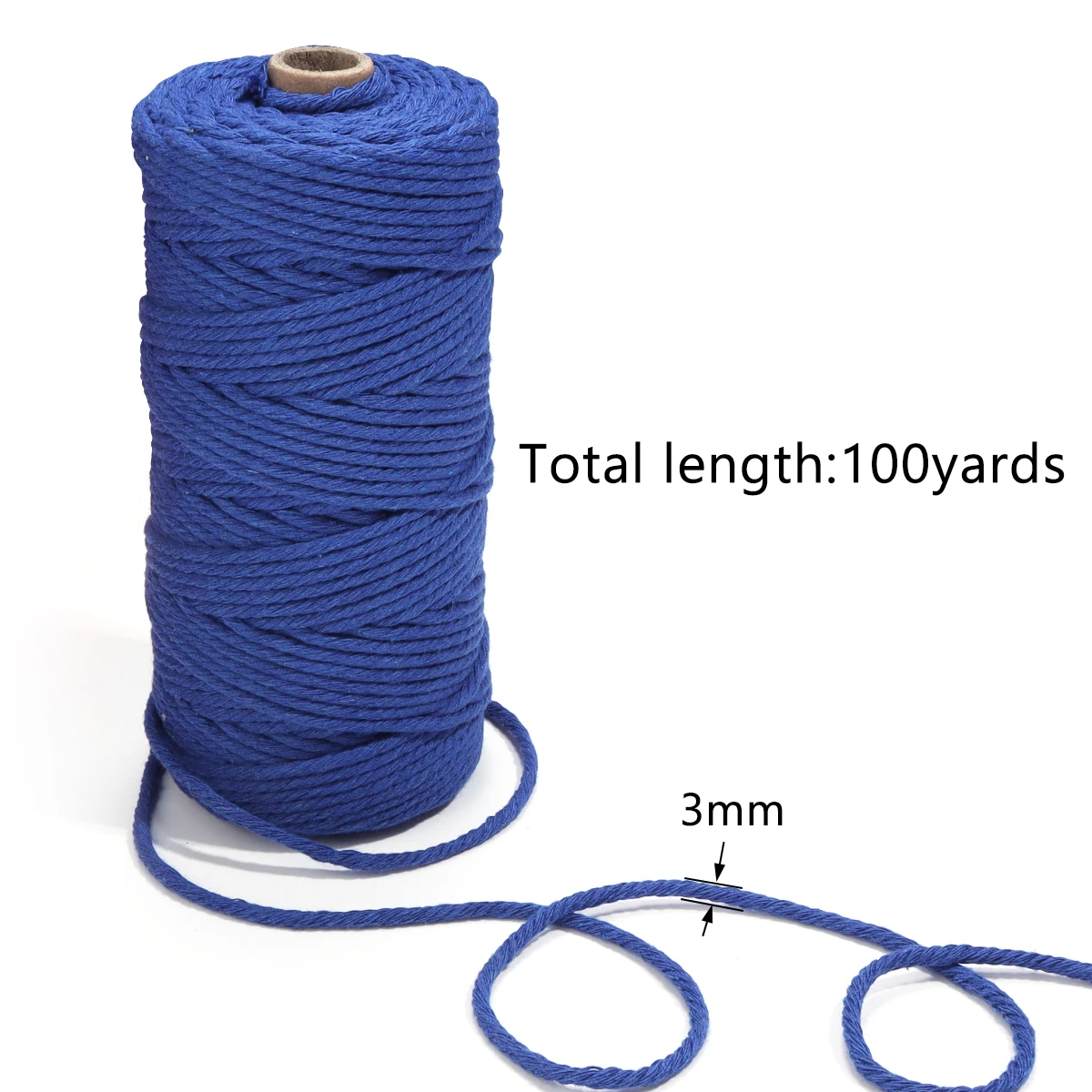 Macrame Cord 3mm 100Yards Natural Cotton Rope Colorful Macrame Hand Knitting for Handmade Colored Wall Hanging Weaving Tapestry