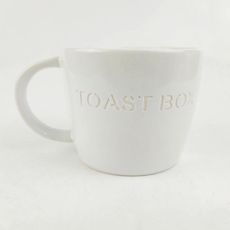 

Creative Ceramic White Mug Unique Embossed Design Handles Birthday Gift Drinks Coffee Utensils
