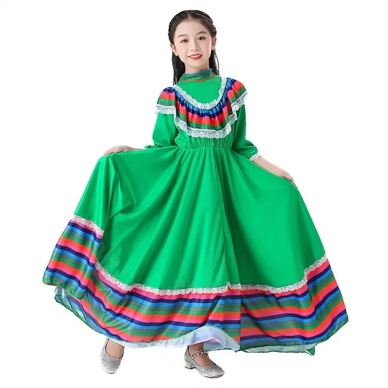 Mexican dress children's skirt Scotland Spanish national style dress 61 women traditional performance clothes