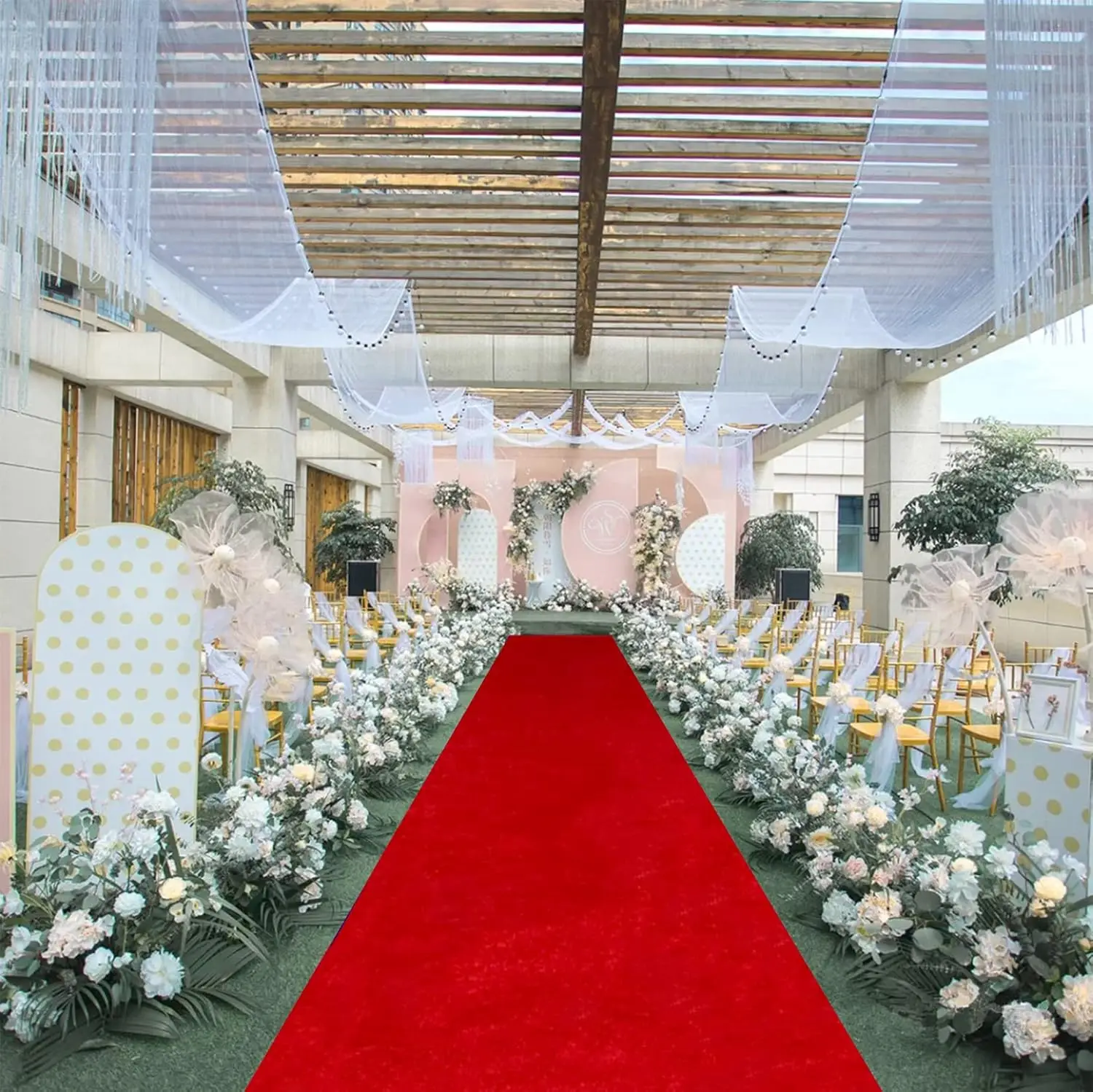 Red Carpet Wedding Stage Stairs Wedding Terrace Exhibition Large Release Conference Outdoor Corridor Running Carpet