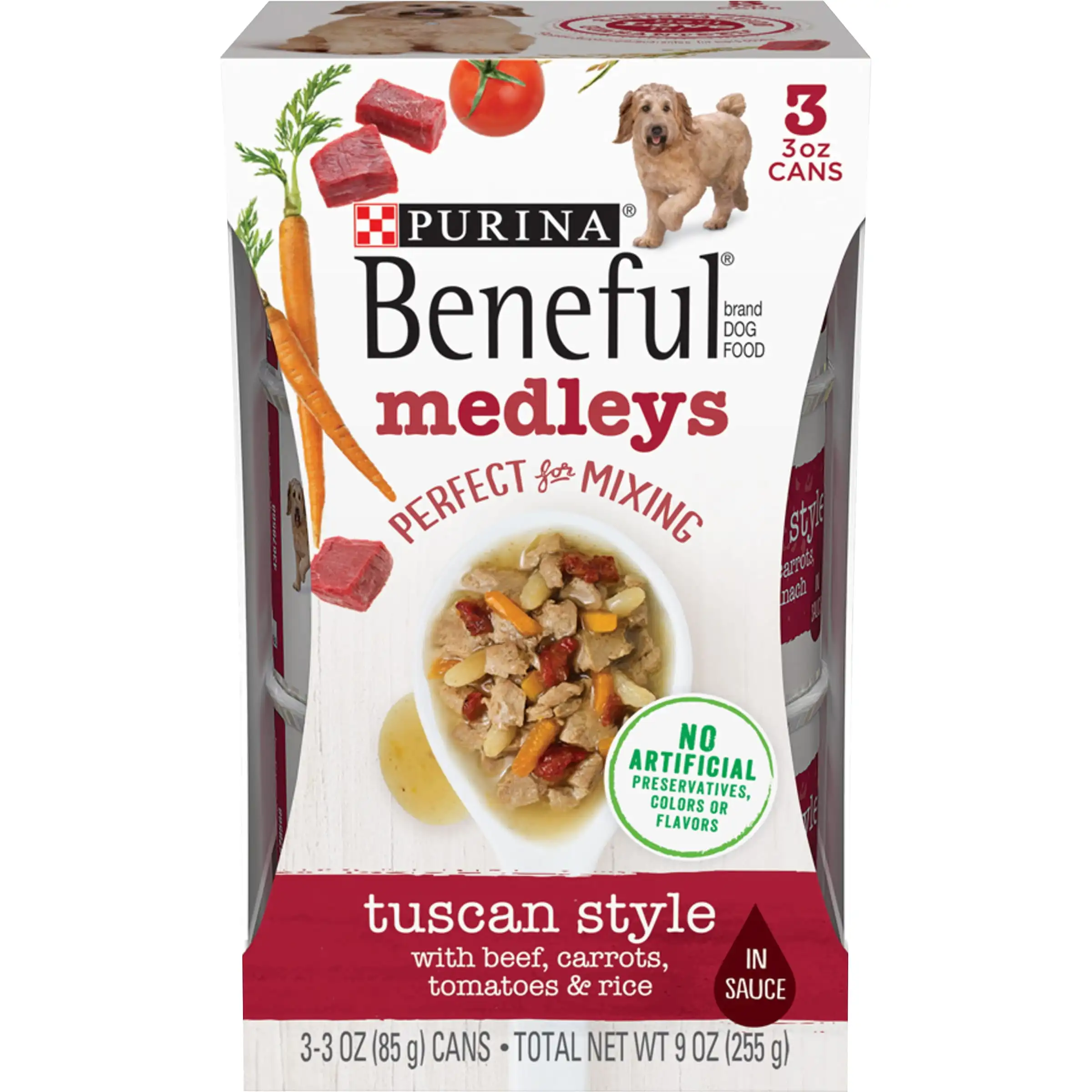 

Purina Beneful Medleys Wet Dog Food Farm Raised Beef Stew Variety Pack 3 oz Cans (24 Pack) essential vitamins