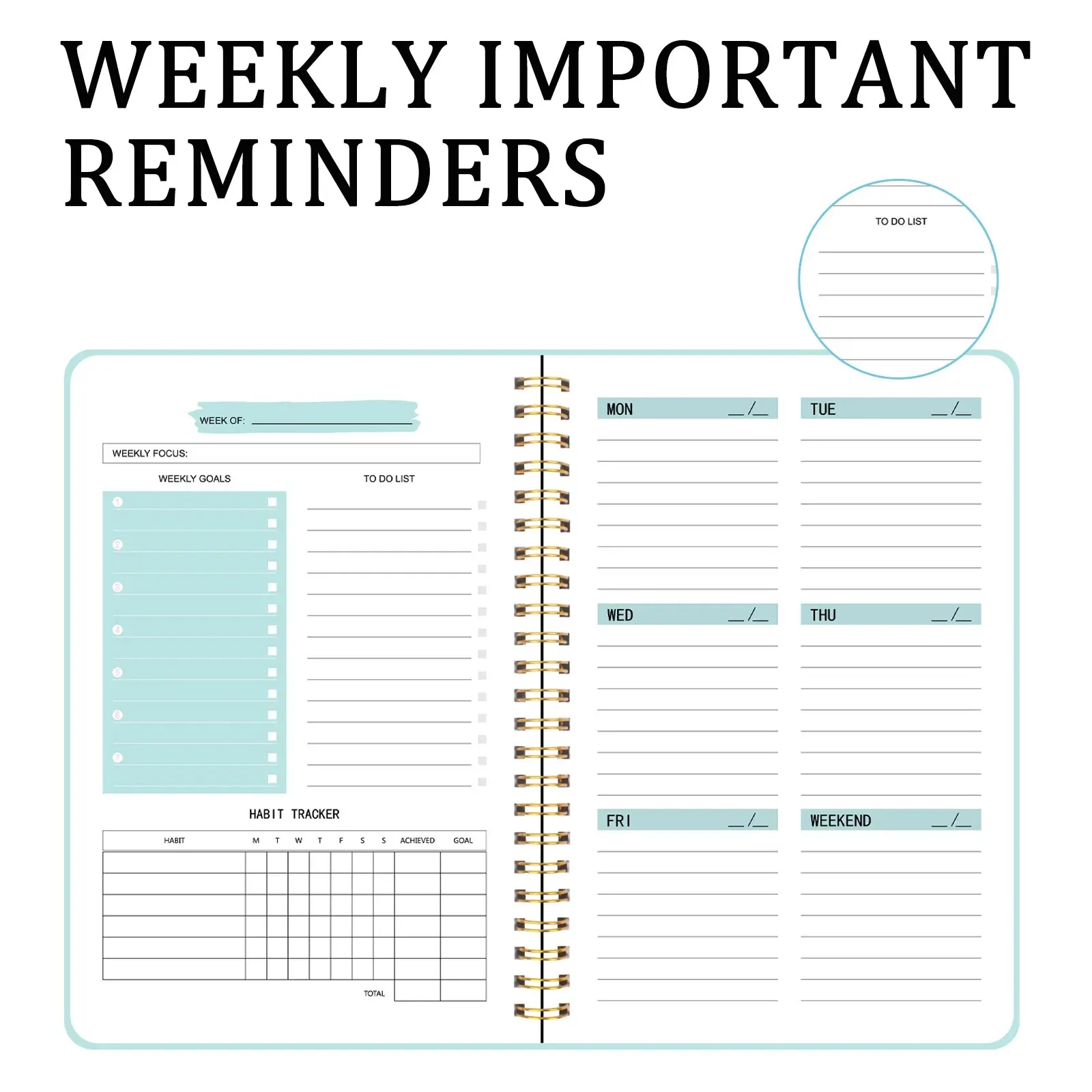 Enhanced A5 Spiral Weekly Planner Notebook