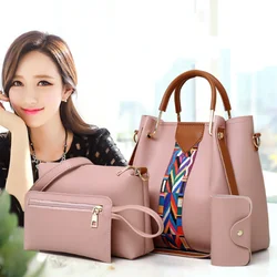 Women's Handbag 4-piece Set Women's Shoulder Bag Fashion Purse Vintage Leather Bag Large Capacity Handbag Inclined Shoulder Bag