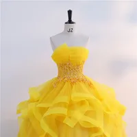 New Gold Quinceanera Dresses Classic Strapless Ball Gown Real Photo Prom Dress Shinny Formal Gown Luxury Modern Vestidos - Image 2
