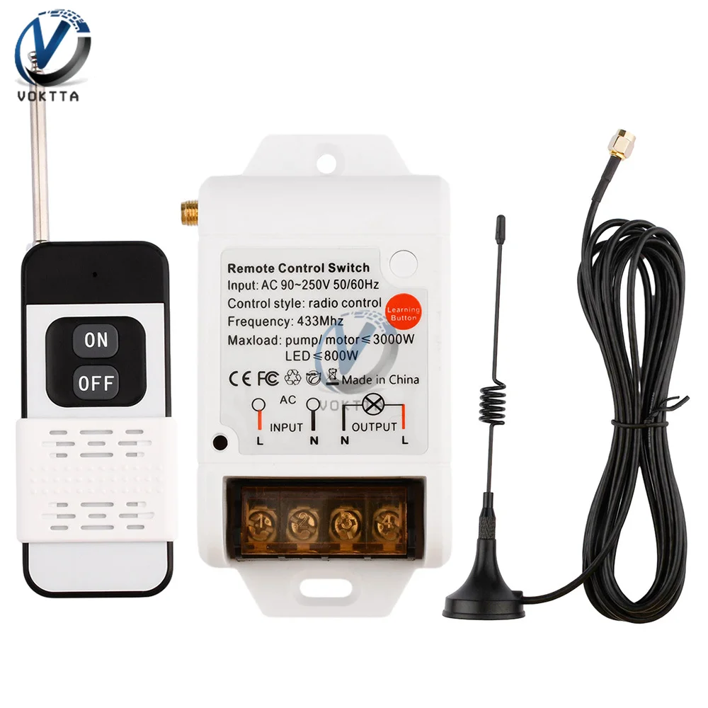 sem Fio Interruptor de Controle Remoto Transmissor do Receptor Controlador de Motor de Alta Potência Interruptor de Controle Remoto Moudle Ac90250v 433mhz rf