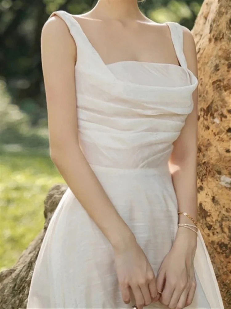 

Женское винтажное кружевное платье без рукавов, модельное платье с открытой спиной и вышивкой, летний праздничный сарафан в стиле бохо, 2023