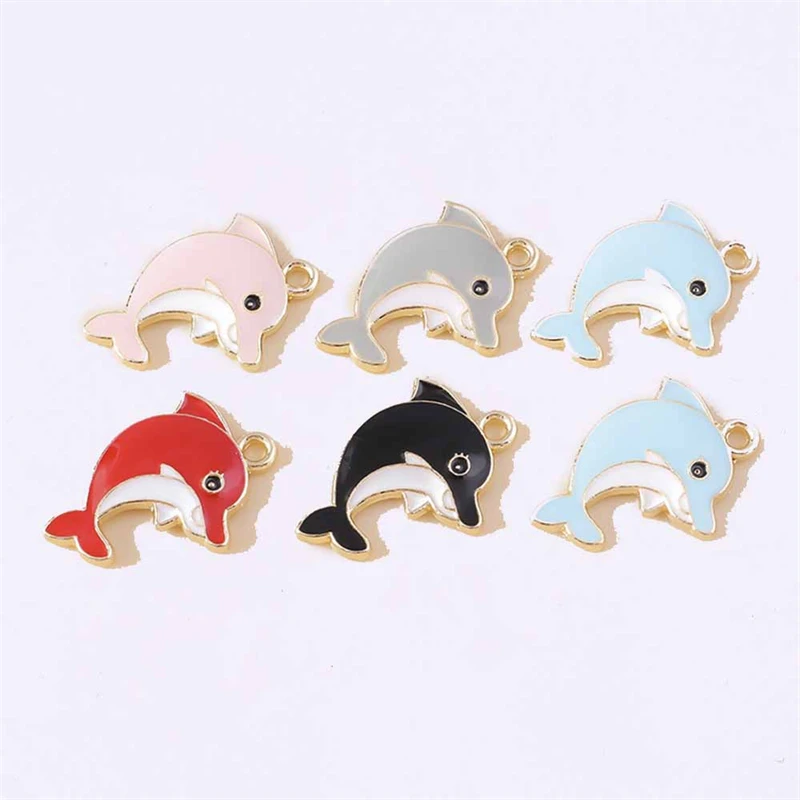 Duarte 20 Teile/los Cartoon Emaille Tier Delphin Charms Anhänger für Schmuck Machen DIY Ohrringe Halsketten Armbänder Zubehör