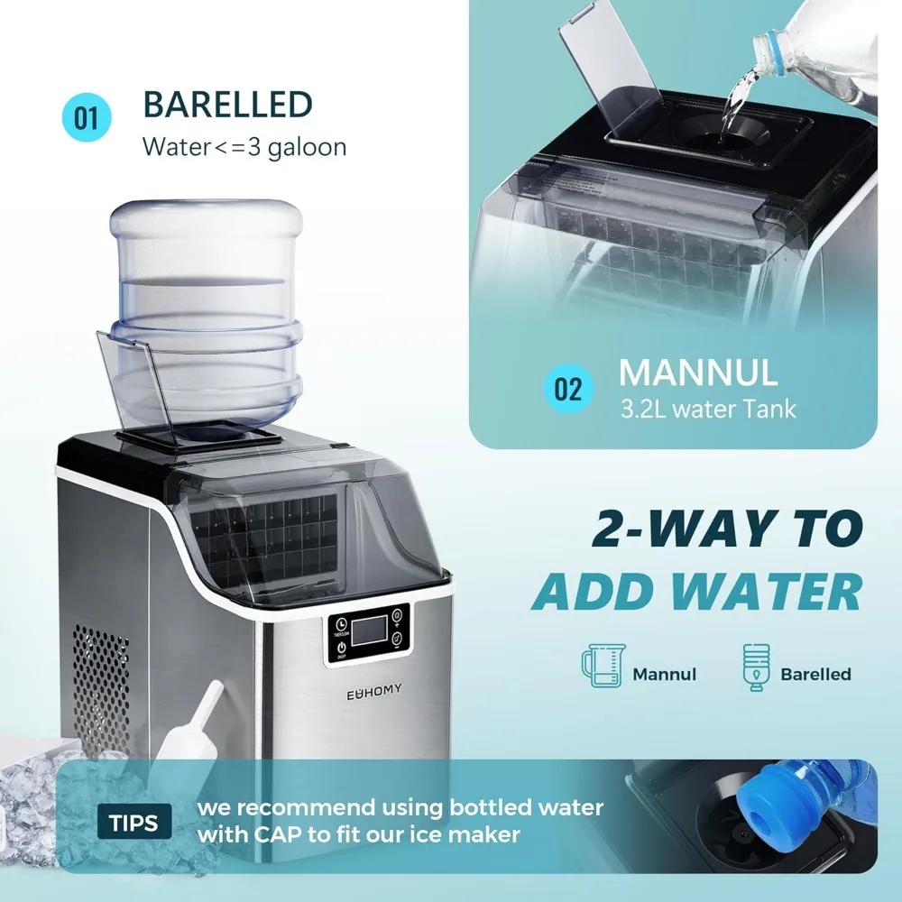 Ice Cube Maker Machine Countertop with Ice Scoop & Basket + ZeroWater Replacement Filter 2-Pack Improves Tap Water Taste
