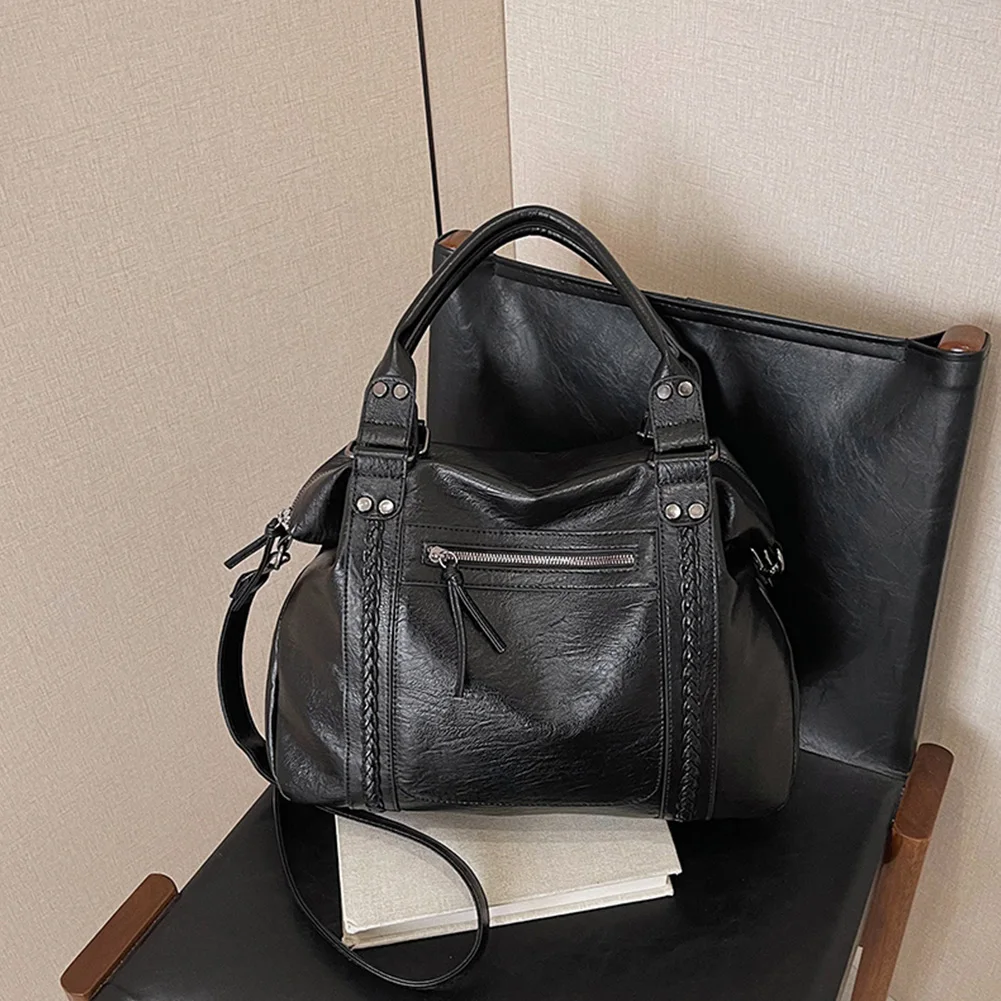 Leather Trendy Shoulder Bag for Women Crossbody Bag Large Tote Purse Retro Tote Shoulder Bag for Commuting Daily Use