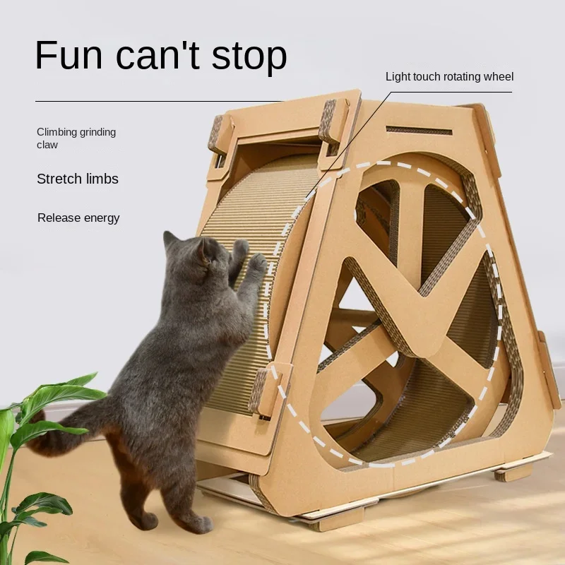 New Standard Grabbing Board Cat Climbing Enlarged Water Wheel  Frame Cat Nest Corrugated Rotating Paper Lose Weig Wooden