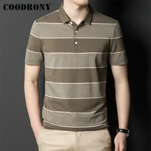 

COODRONY Brand Summer New Arrivals Fashion Casual Men Striped Polo-Tshirt Classic Male Turn-down Collar Slim Fit Clothing W5017S