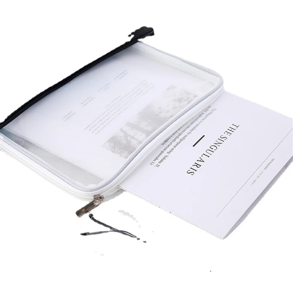 A4 Mesh File Bag Double Zipper File Bag Suitable For School Office Supplies Translucent Mesh Zipper Stationery Bag