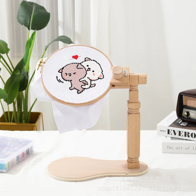 Wooden Embroidery Hoop Stand DIY Adjustable Needlework Desktop