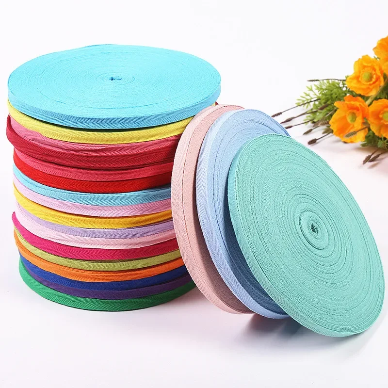 1cm 2cm Herringbone Tape Ribbons Cotton Woven Ribbon Sewing Overlock Cloth Strap Belt DIY Accessories 50yards ribbon decoration ribbon supplies cotton ribbon