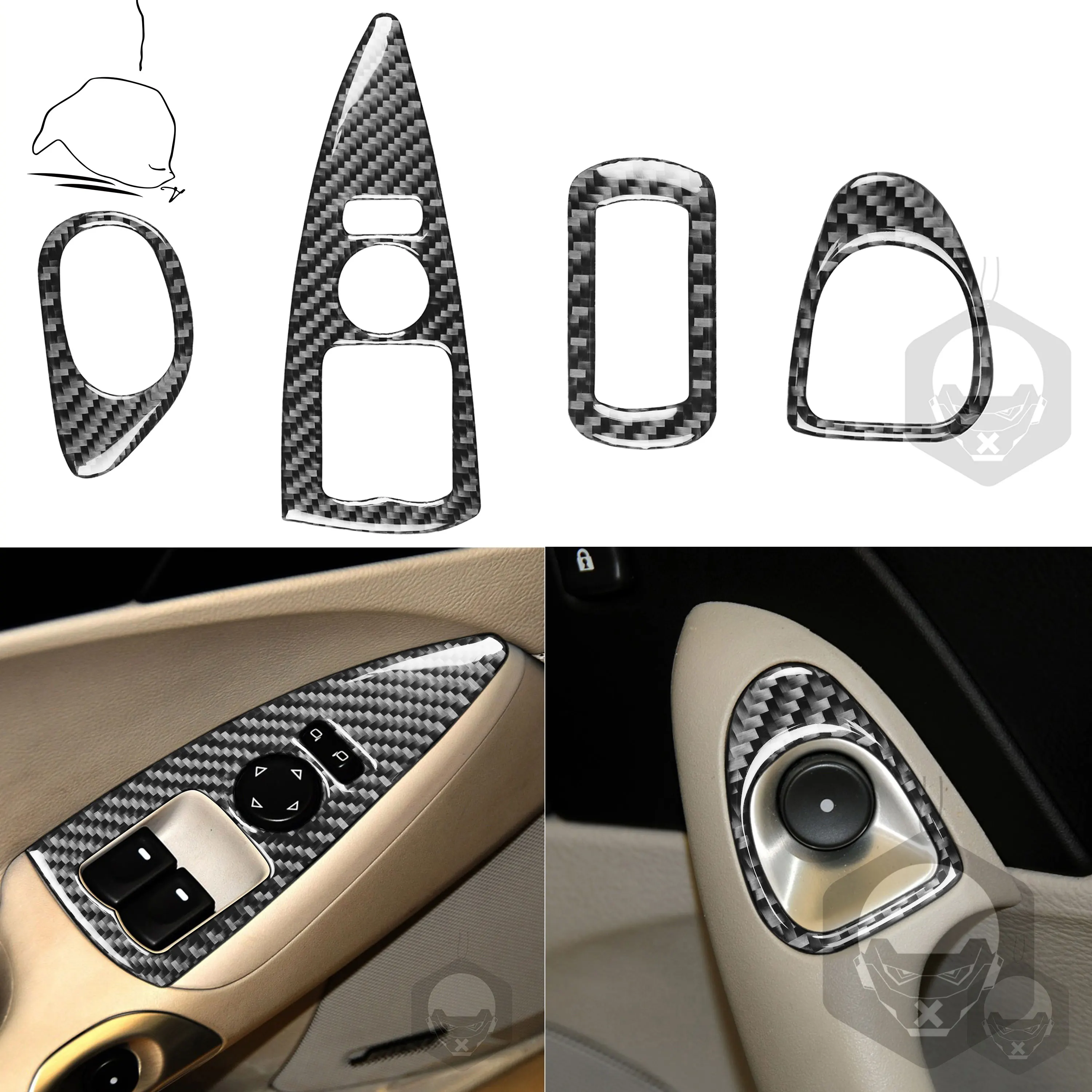 

For Chevrolet Corvette C6 2005-2007 Carbon Fiber Sticker Door Window Lift Button Panel Protection Frame Interiors Car Accessorie