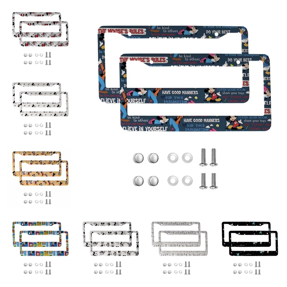 Disney Mickey Mouse 12"x6" Chrome License Plate Frame – Universal Car/Truck/SUV Decoration 1
