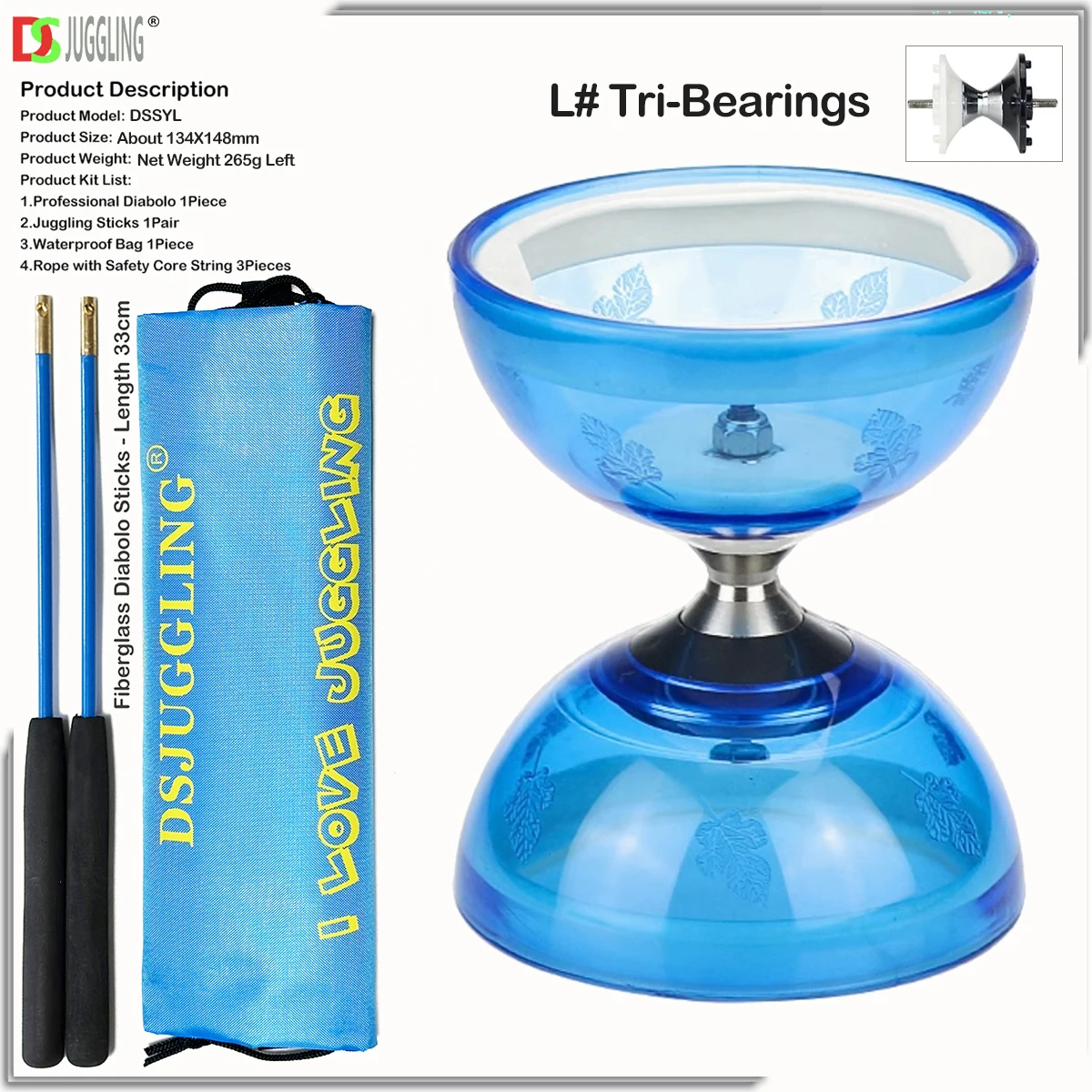 Tree Leaf Diabolo For Kids S# And L# 3 Or 5 Bearings For Select With Free Sticks Strings Bag New Kongzhu diabolo toy