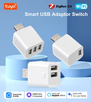 สมาร์ท Zigbee WIFI Micro USB อะแดปเตอร์สวิทช์ 5V Mini 1 2 3 USB Power Adapter APP Timing Control ทํางานร่วมกับ Alexa Google Home Tuya 1