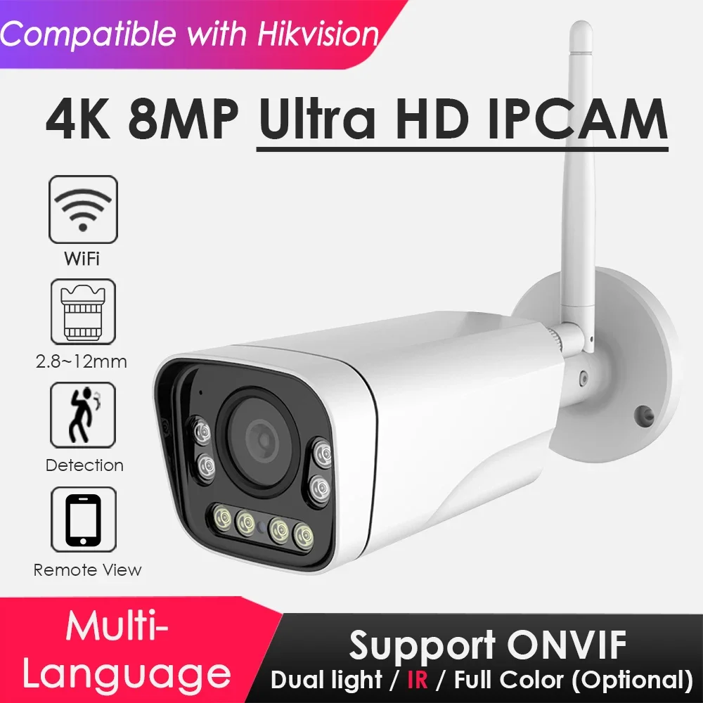 Imx415 Telecamera Ip Wireless Wifi 4K 8Mp Compatibile Con Hikvision Dual Light Source Smart Ir Home Video Security Motion Detection
