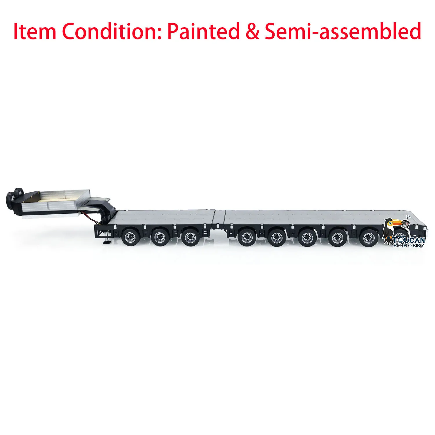 1/14 Accessories 9 Axles Metal Trailer Extendible Trailers Spare Parts for Toys RC Tractor Truck Car Vehicle Models TH23522 2