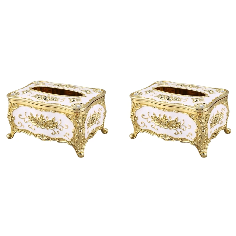 

2X Luxury European Plastic Tissue Box Ktv Handkerchief Toilet Paper Holder