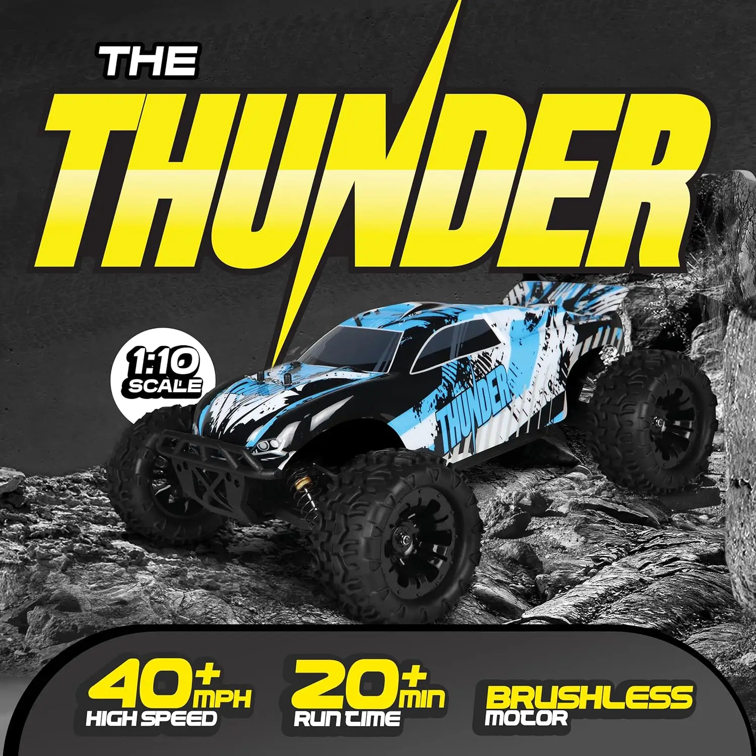 Remote Control Car Hobby Grade RC Car 1:10 Scale Brushless Motor Two Batteries 4x4 Off-Road Waterproof RC Truck