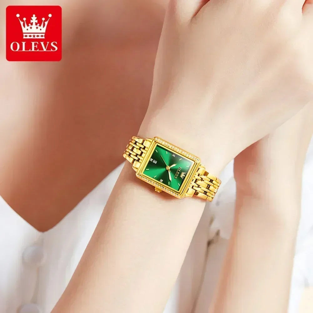 OLEVS Women's Watches Luxury Golden Stainless Steel Woman Watch Luminous Waterproof Quartz Wrist Watch Fashion Watches for Women 4