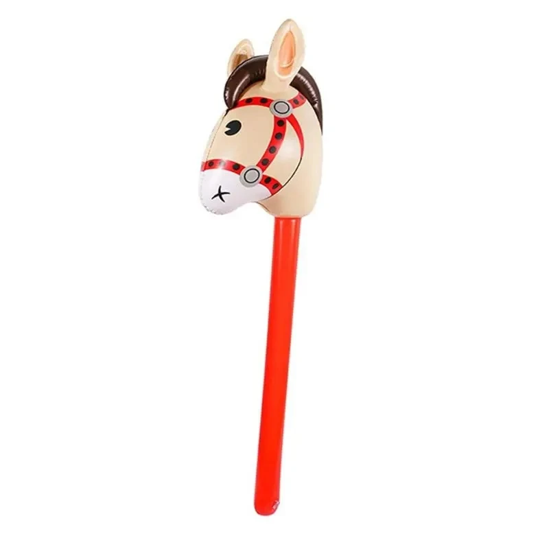2 Pcs Inflatable Horse Heads Cowgirl Stick PVC Balloon Dress up Outdoor Educational Toys Gifts Inflatable Kids Toy Birthday Gift 6