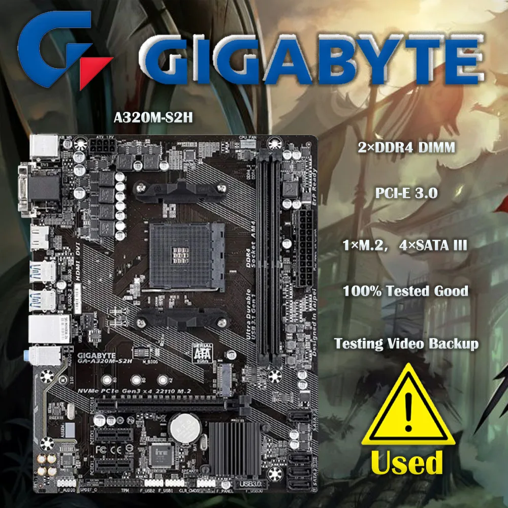 Gigabyte Ga-A320M-S2H Nuova Scheda Madre Originale Presa Amd Lga 1151 Ddr4 Usb3.0 Sata3.0 Vga + Dvi + Hdmi