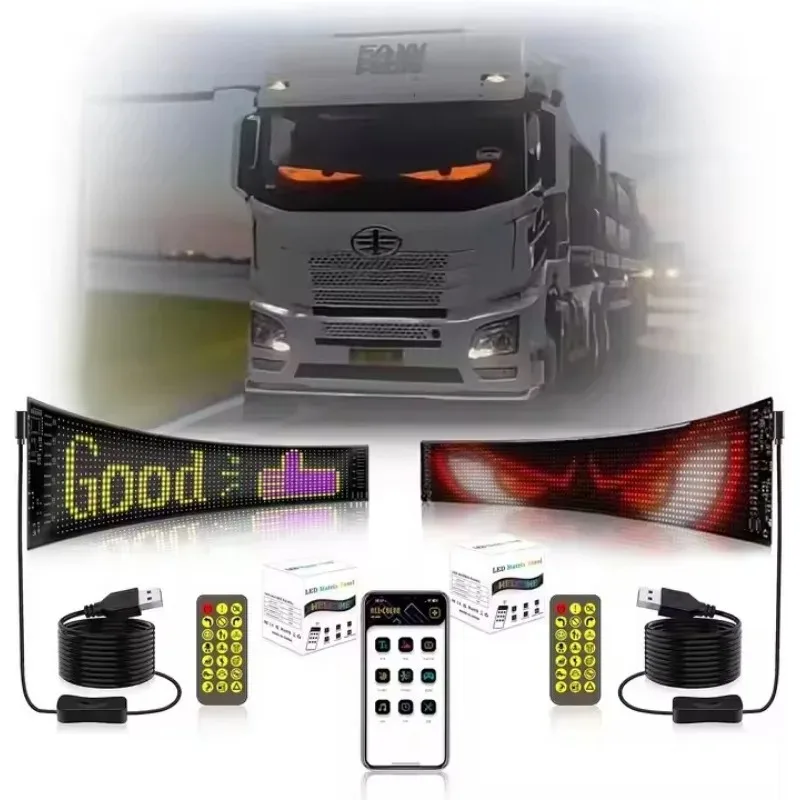 Car Devil Eyes Light Screen Mobile AAP Control RGB Magic Colors Devil Eyes LED Matrix Panel Flexible Car Window Light Accessorie