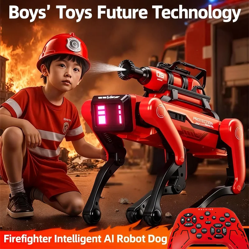 AI Robot Dog Intelligent Firefighting Robot Dog AI Electronic Pet Voice Interaction Remote Control Robot Children's Toy, обзор, отзывы, характеристики, купить