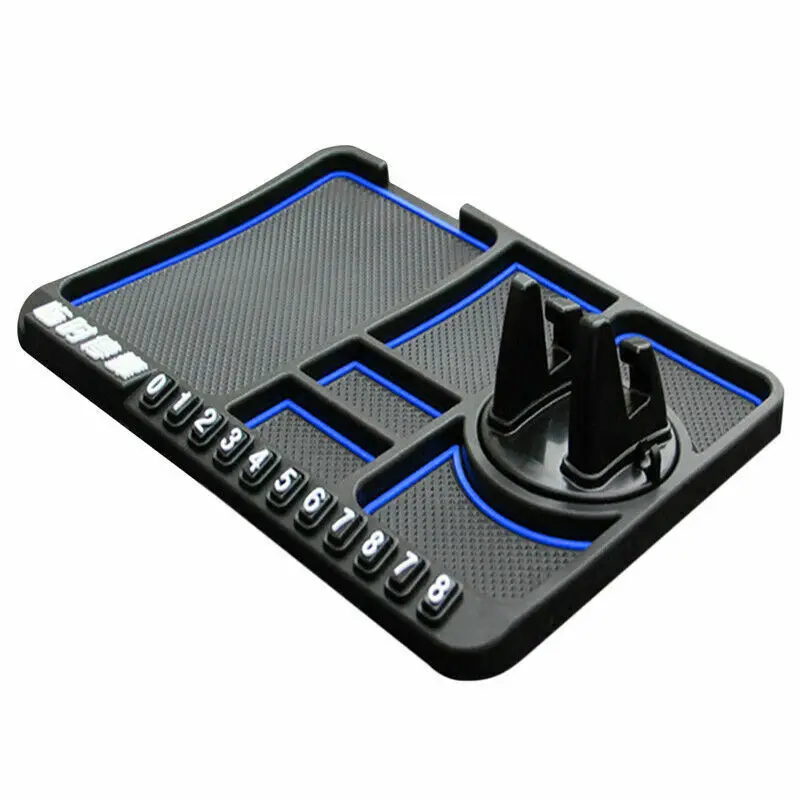 Tappetino antiscivolo multifunzione per auto, universale, girevole, antiscivolo, con numbe per parcheggio temporaneo e grande cuscinetto per telefoni, occhiali da sole, chiavi, gadget (marrone #03