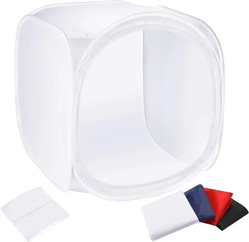Photo Studio Shooting Tent Light Cube Diffusion Soft Box Kit with Backdrop (Red Dark Blue Black White) for Photography