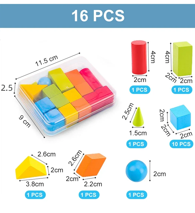 Children Three-dimensional Geometry Building Blocks Teaching Aids Kids Toys Gifts Early Learning Shape Mathematics Teaching Aids