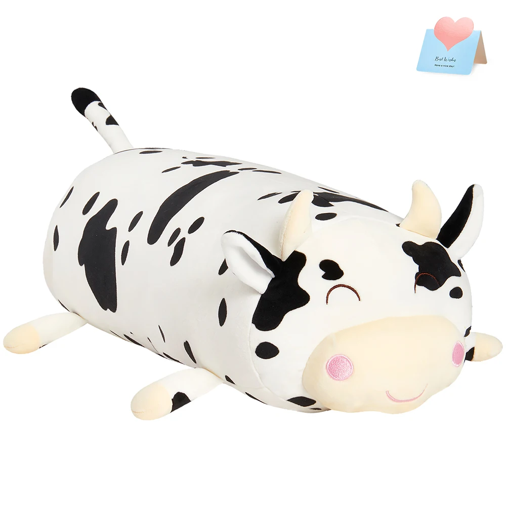48cm Soft Cow Plush Toys White Black Dot Long Cow Doll Stuffed Animals for Girls Nap Pillow Dairy Long Doll Kids Birthday